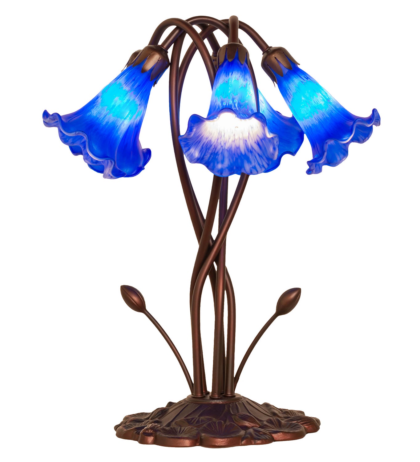 Meyda Tiffany - 14995 - Five Light Accent Lamp - Blue Pond Lily - Mahogany Bronze