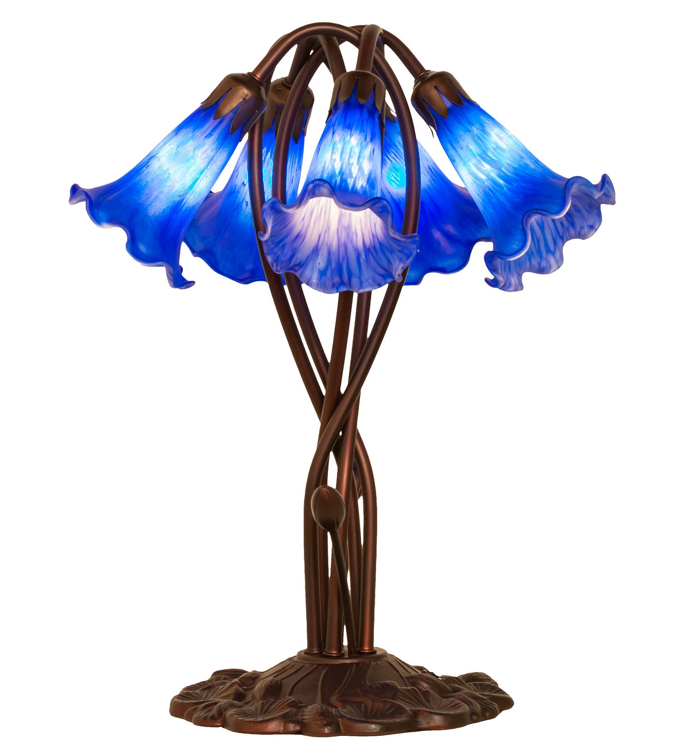 Meyda Tiffany - 14995 - Five Light Accent Lamp - Blue Pond Lily - Mahogany Bronze