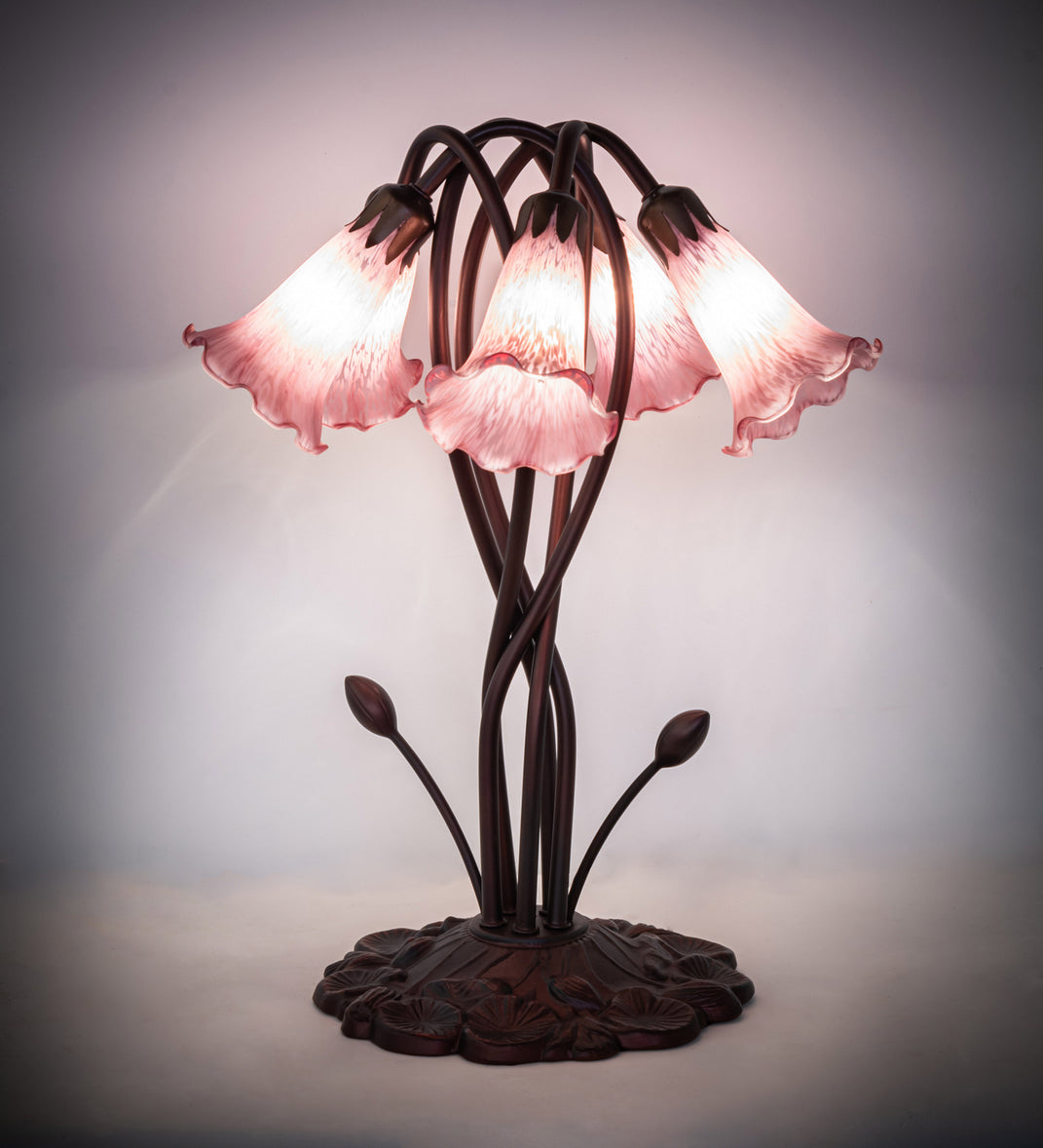 Meyda Tiffany - 15127 - Five Light Accent Lamp - Lavender Pond Lily - Mahogany Bronze