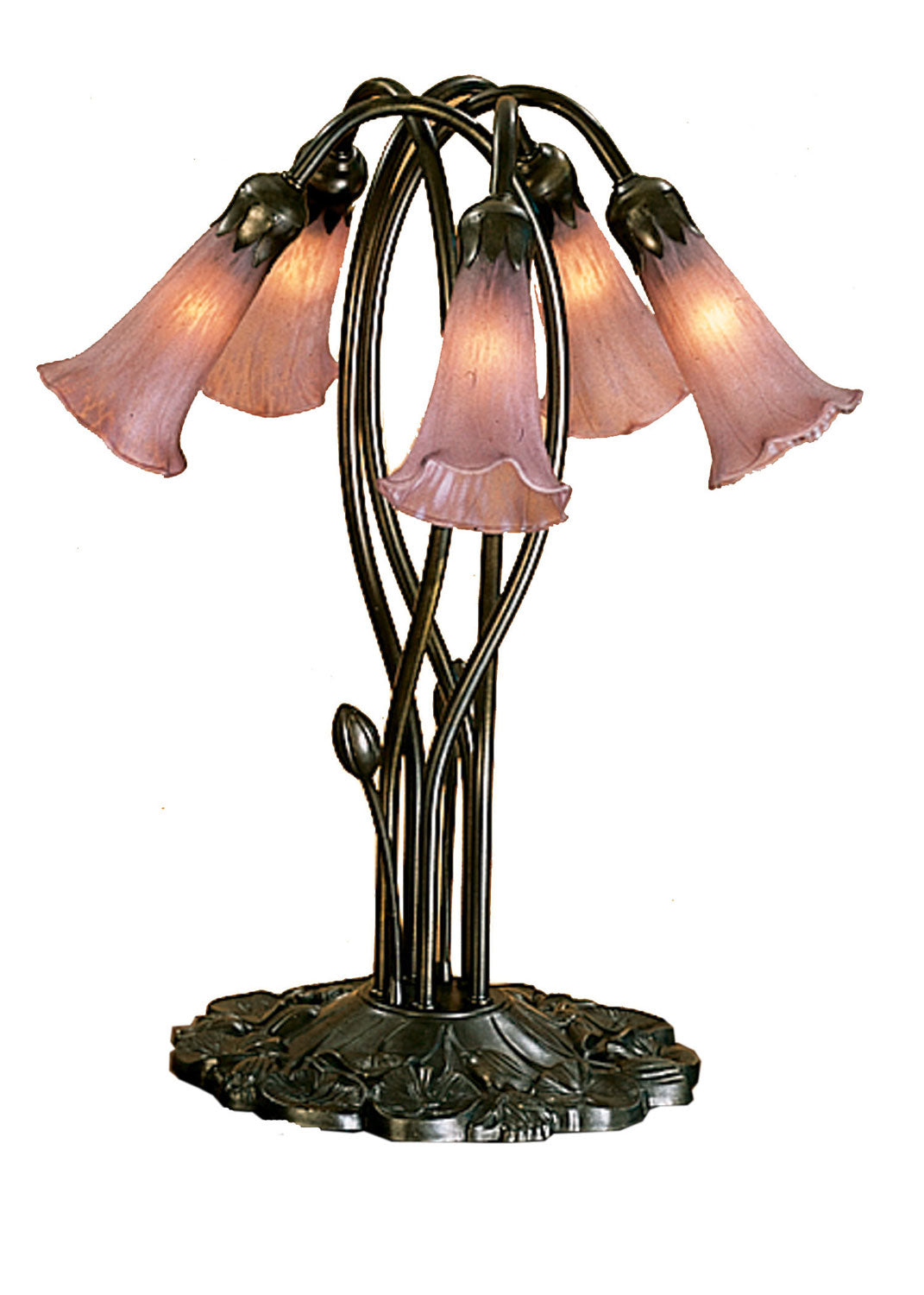 Meyda Tiffany - 15127 - Five Light Accent Lamp - Lavender Pond Lily - Mahogany Bronze