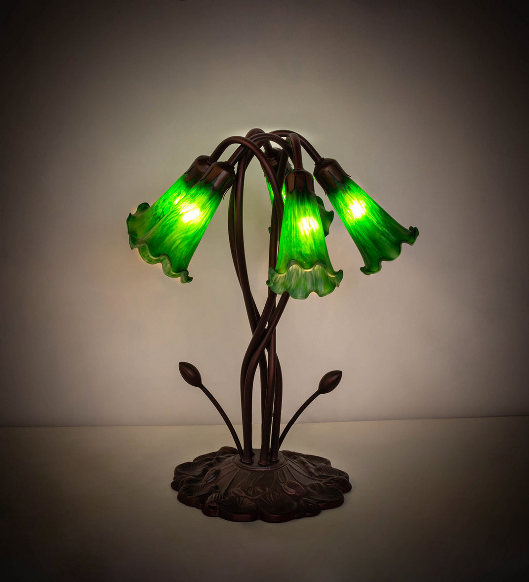 Meyda Tiffany - 15386 - Five Light Accent Lamp - Green - Mahogany Bronze