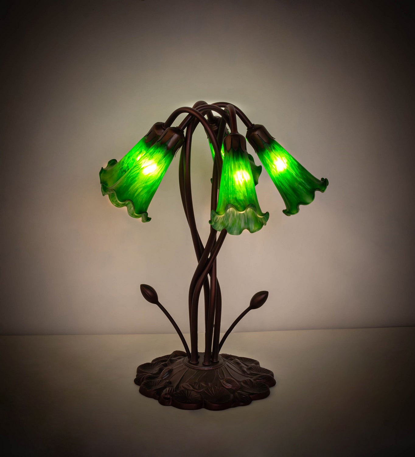 Meyda Tiffany - 15386 - Five Light Accent Lamp - Green - Mahogany Bronze