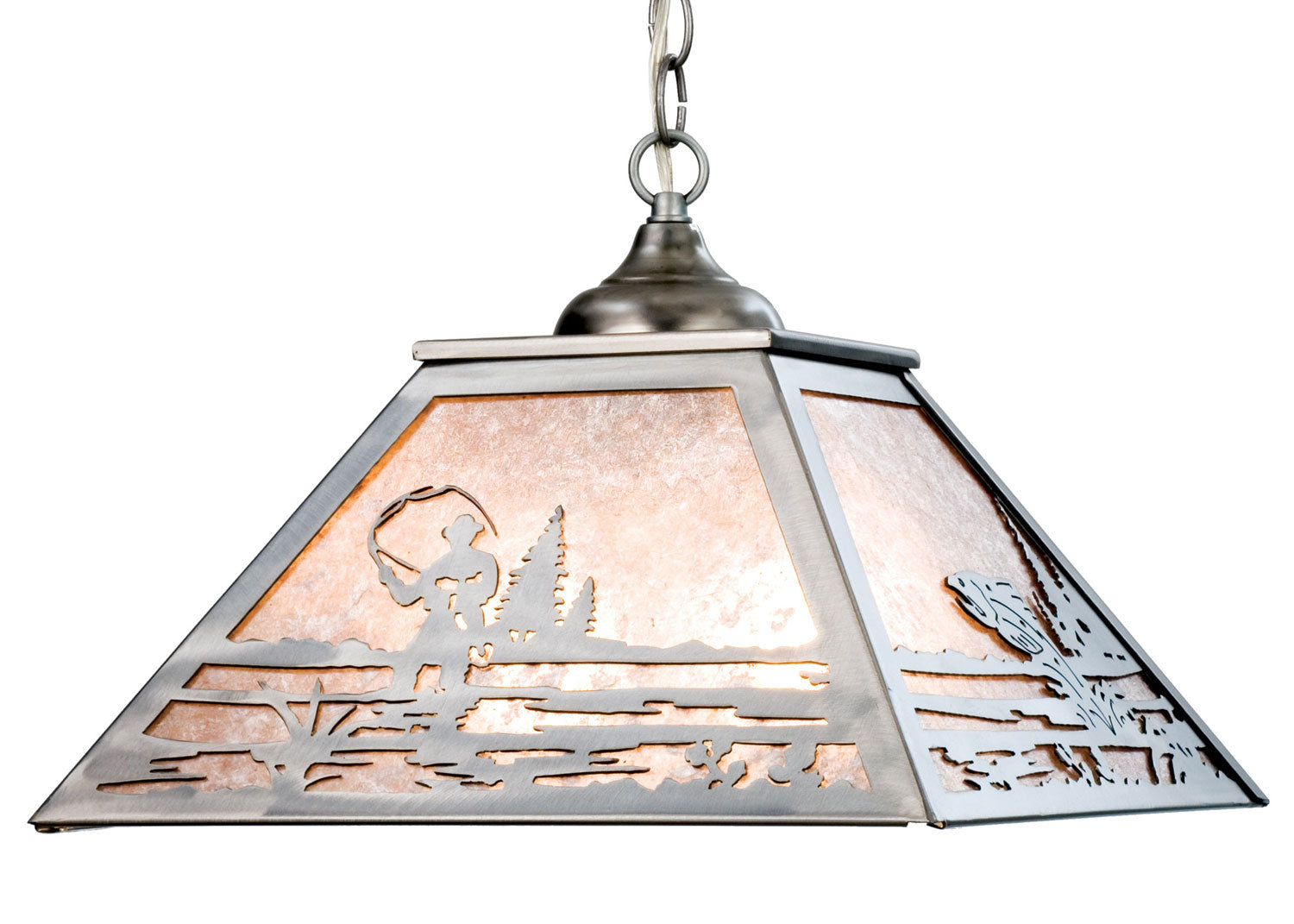 Meyda Tiffany - 15674 - Two Light Pendant - Fly Fishing Creek - Industrial Steel