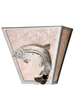 Meyda Tiffany - 15676 - Two Light Wall Sconce - Leaping Trout - Industrial Steel