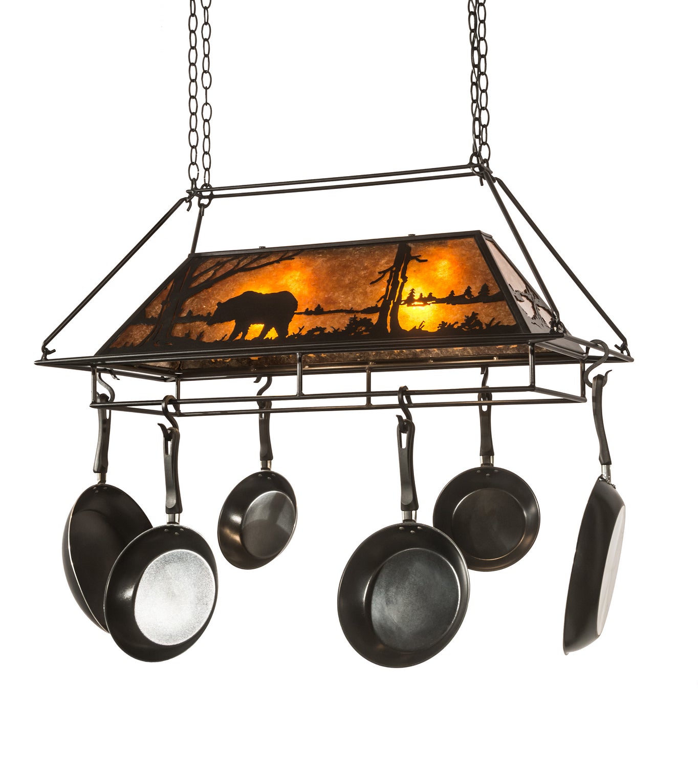 Meyda Tiffany - 15737 - Two Light Pot Rack - Bear At Lake - Textured Black