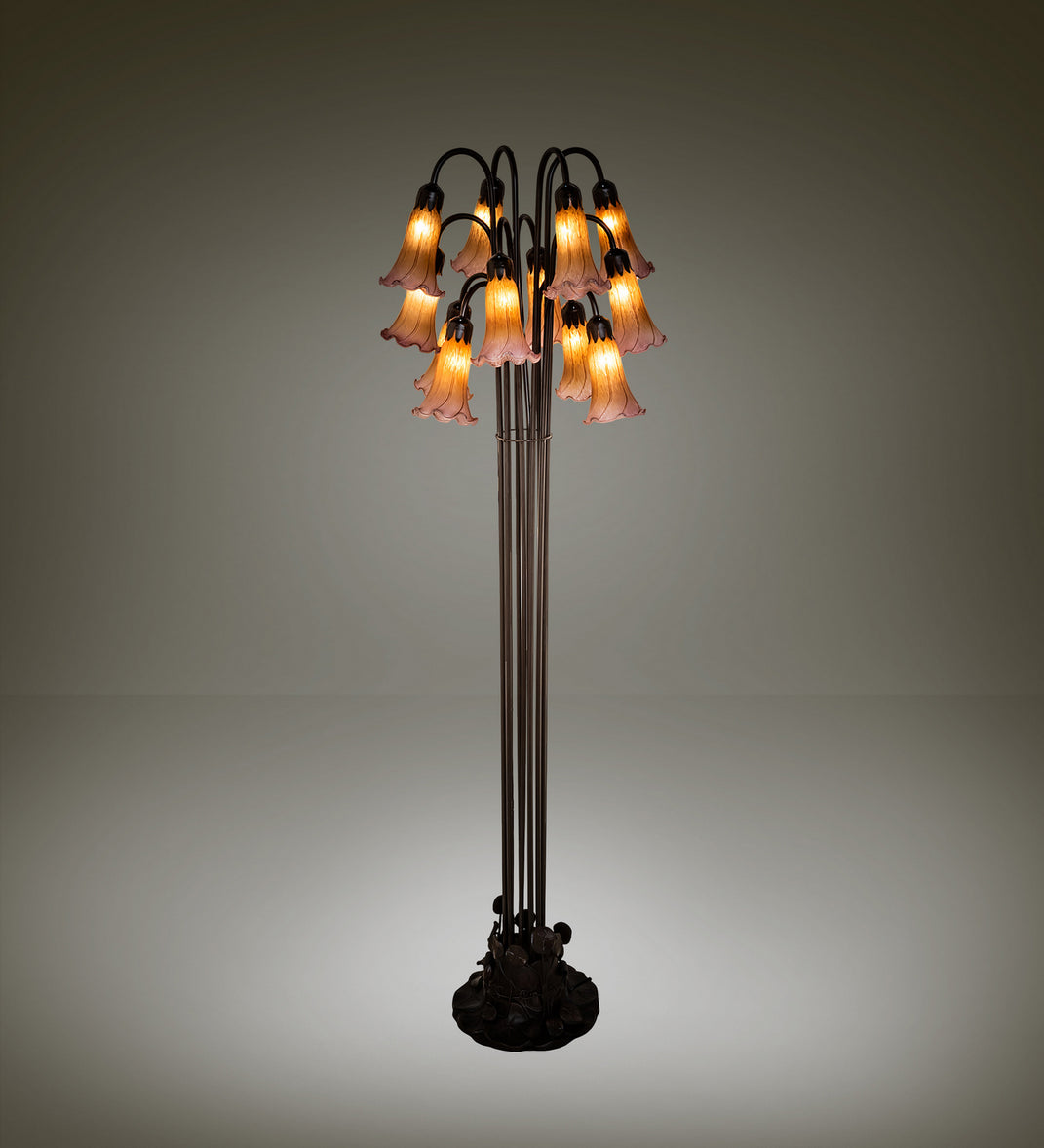 Meyda Tiffany - 15946 - 12 Light Floor Lamp - Amber/Purple - Craftsman Brown