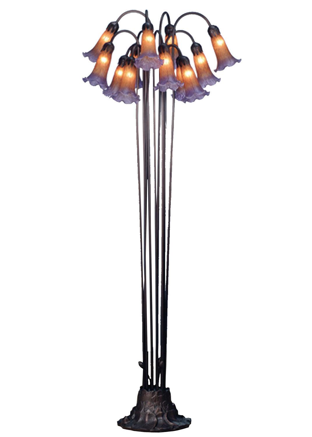 Meyda Tiffany - 15946 - 12 Light Floor Lamp - Amber/Purple - Craftsman Brown