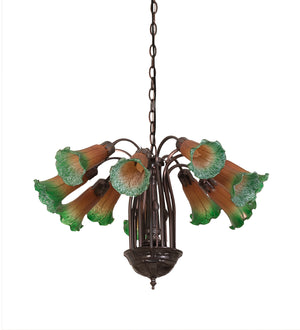 Meyda Tiffany - 15997 - 12 Light Chandelier - Amber/Green Pond Lily - Mahogany Bronze