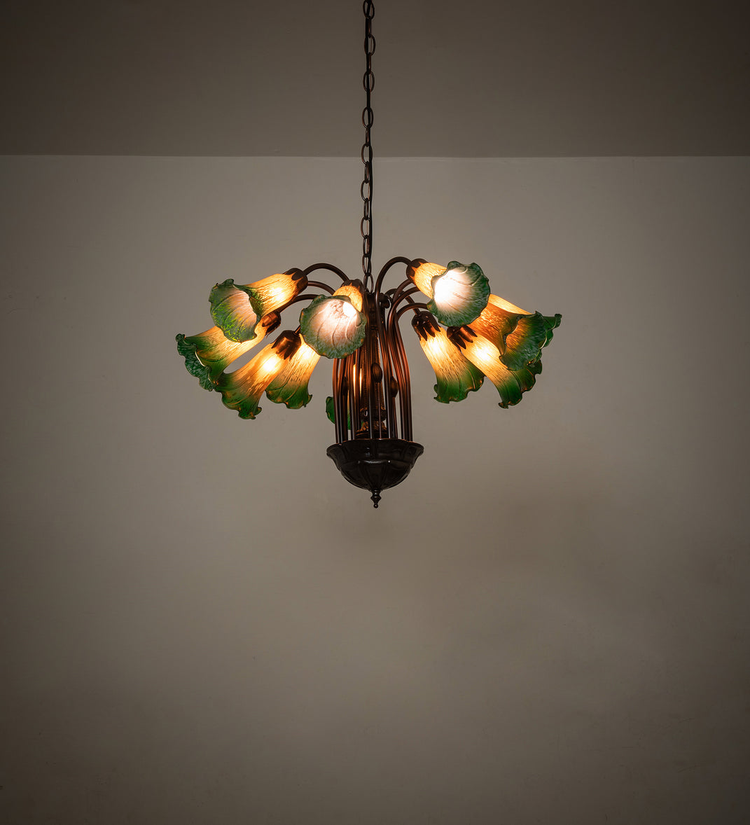 Meyda Tiffany - 15997 - 12 Light Chandelier - Amber/Green Pond Lily - Mahogany Bronze