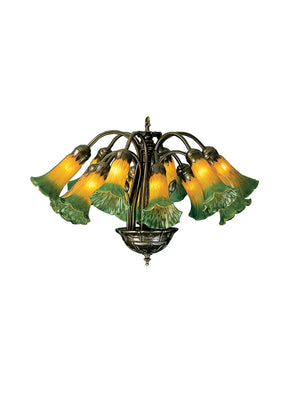 Meyda Tiffany - 15997 - 12 Light Chandelier - Amber/Green Pond Lily - Mahogany Bronze