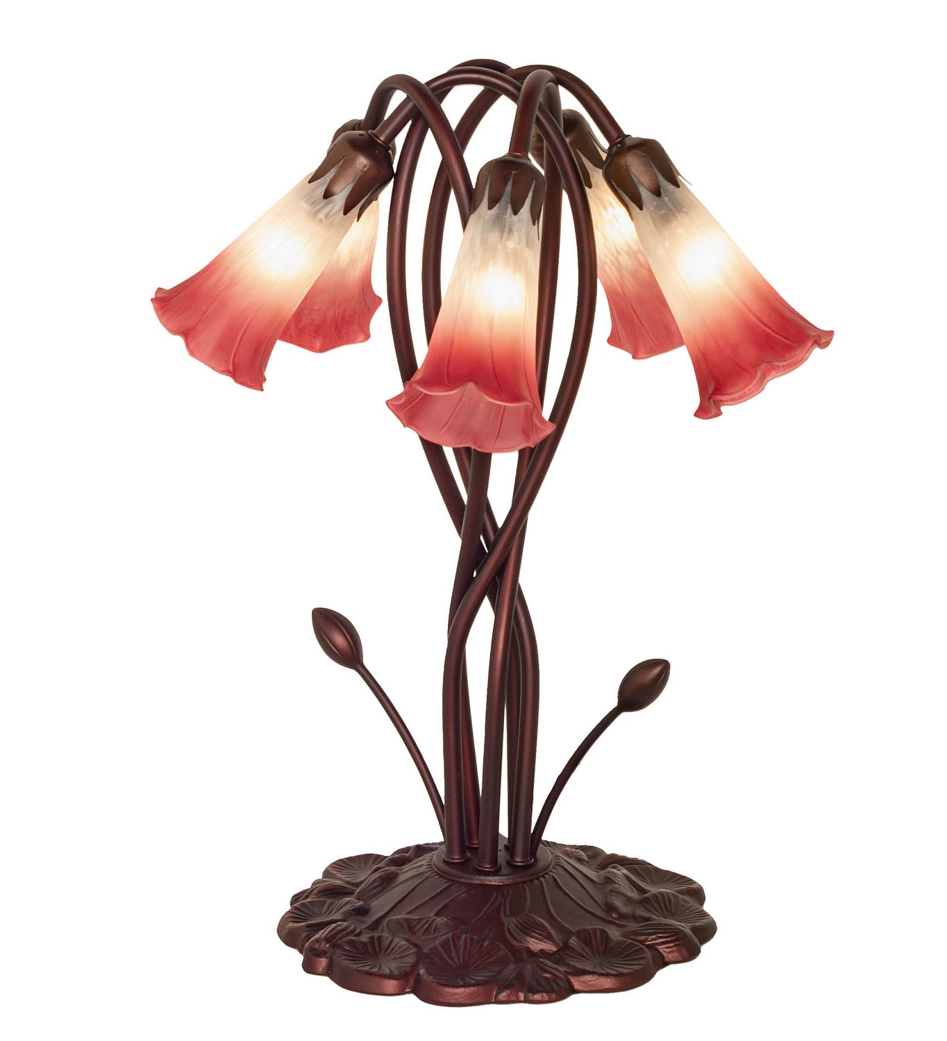 Meyda Tiffany - 16012 - Five Light Accent Lamp - Pink/White - Mahongany Bronze