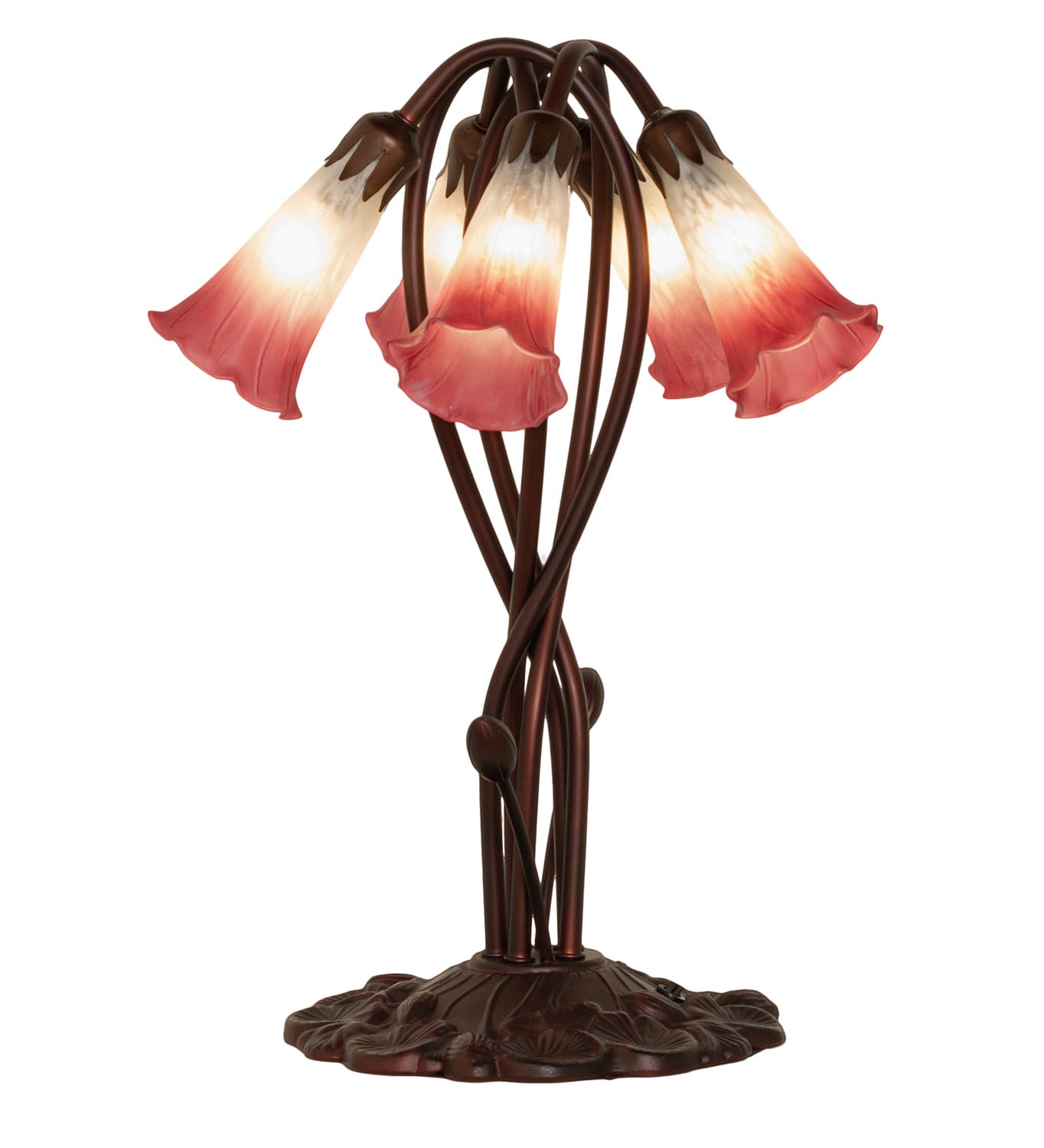 Meyda Tiffany - 16012 - Five Light Accent Lamp - Pink/White - Mahongany Bronze