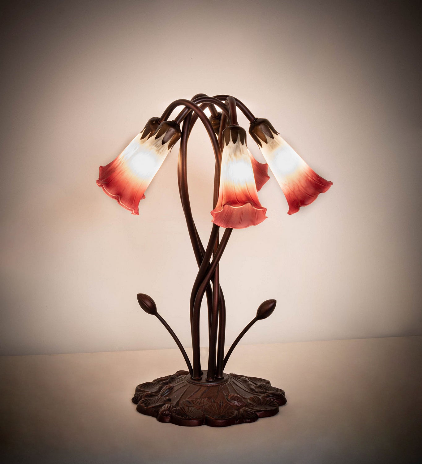 Meyda Tiffany - 16012 - Five Light Accent Lamp - Pink/White - Mahongany Bronze