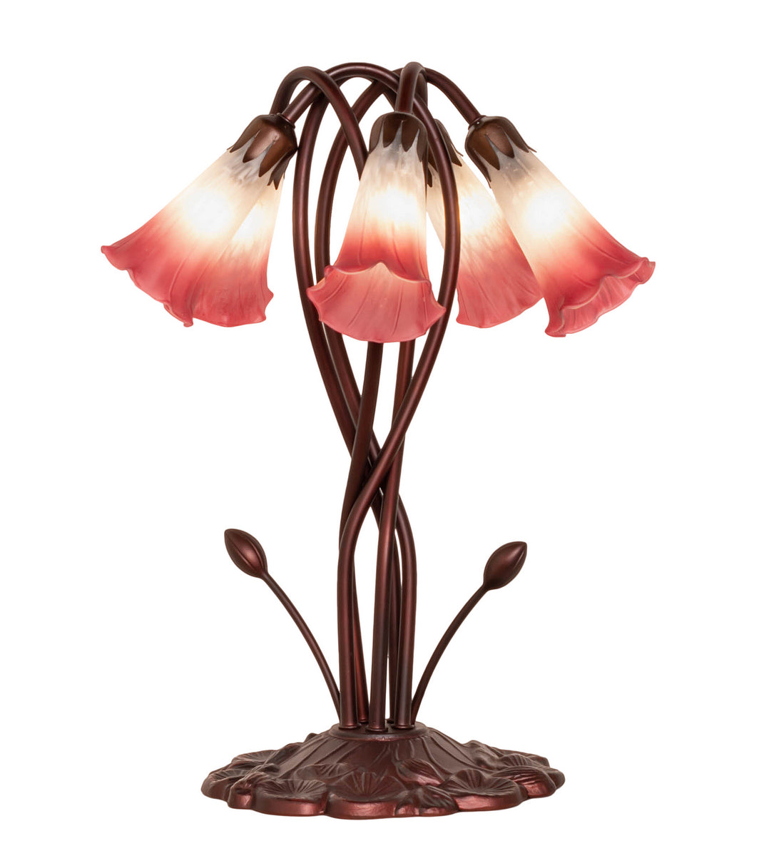 Meyda Tiffany - 16012 - Five Light Accent Lamp - Pink/White - Mahongany Bronze