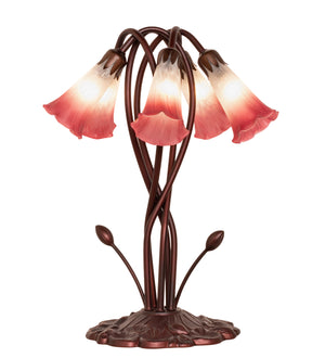 Meyda Tiffany - 16012 - Five Light Accent Lamp - Pink/White - Mahongany Bronze