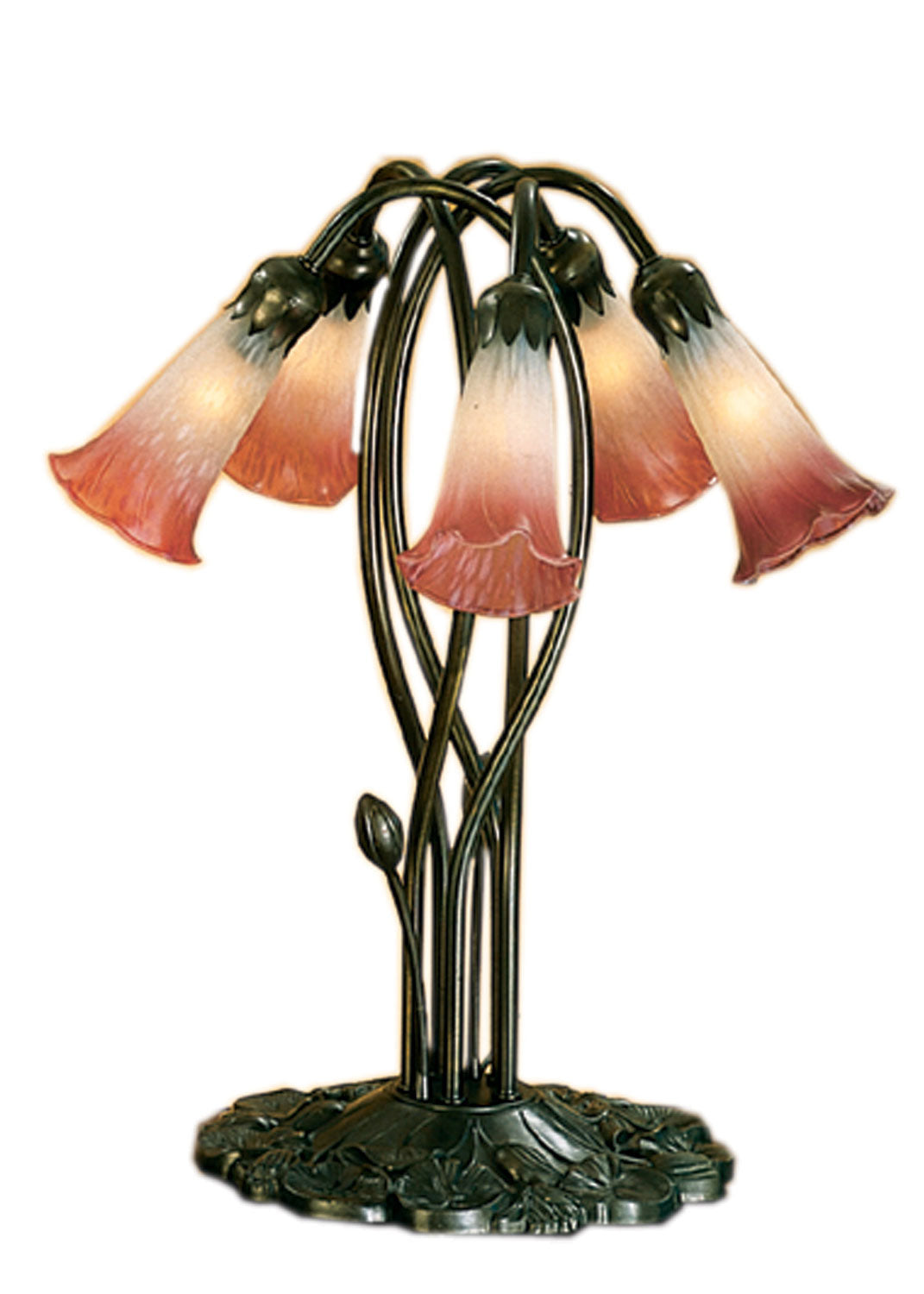 Meyda Tiffany - 16012 - Five Light Accent Lamp - Pink/White - Mahongany Bronze