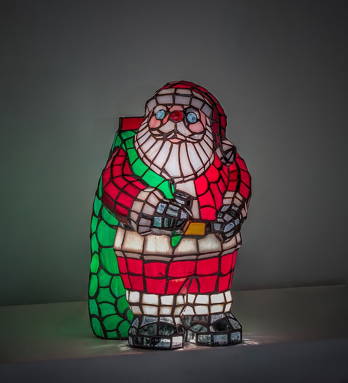 Meyda Tiffany - 16613 - One Light Accent Lamp - Santa Claus - Flame Ca Green