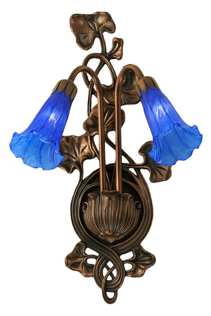 Meyda Tiffany - 16677 - Two Light Wall Sconce - Blue Pond Lily - Mahogany Bronze