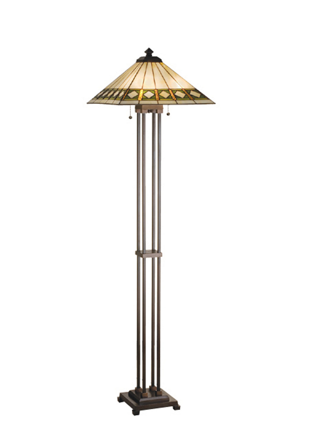 Meyda Tiffany - 17385 - Two Light Floor Lamp - Diamond Band Mission - Beige Green Da Avocado