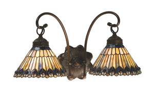 Meyda Tiffany - 18526 - Two Light Wall Sconce - Tiffany Jeweled Peacock - Mahogany Bronze