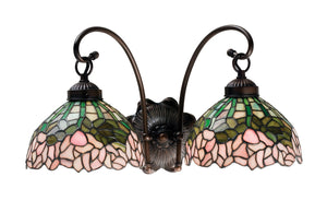 Meyda Tiffany - 18712 - Two Light Wall Sconce - Tiffany Cabbage Rose - Mahogany Bronze