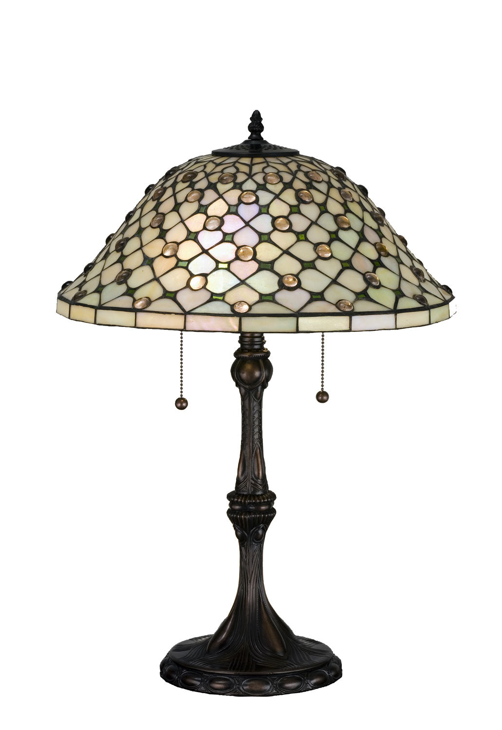 Meyda Tiffany - 18728 - Two Light Table Lamp - Diamond & Jewel - Mahogany Bronze