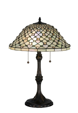 Meyda Tiffany - 18728 - Two Light Table Lamp - Diamond & Jewel - Mahogany Bronze