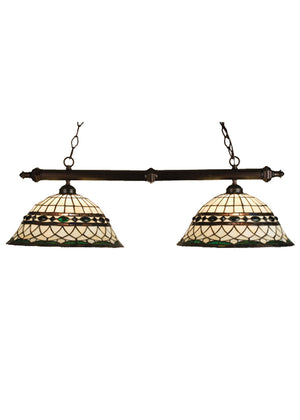 Meyda Tiffany - 18840 - Two Light Island Pendant - Tiffany Roman - Beige Green Pbagwg Green Mahogany Bronze