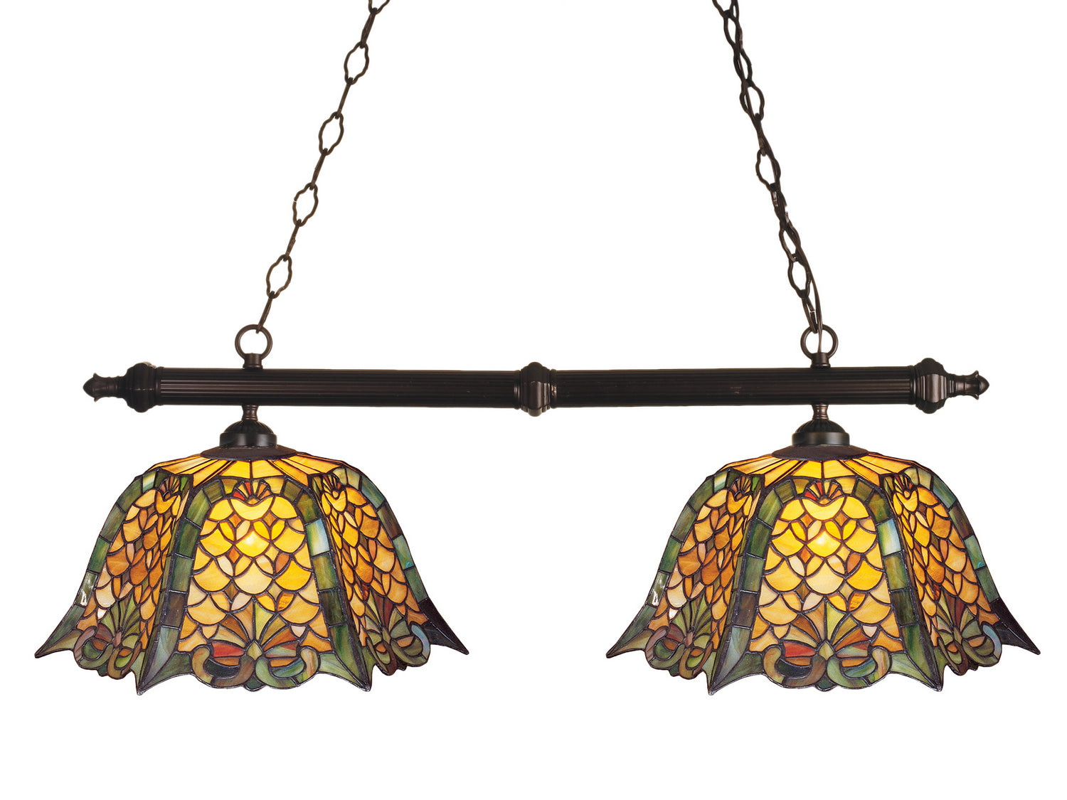 Meyda Tiffany - 18844 - Two Light Island Pendant - Duffner & Kimberly Shell & Diamond - Oil Rubbed Bronze