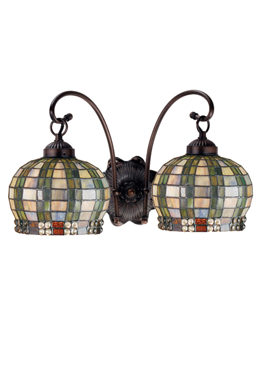 Meyda Tiffany - 19014 - Two Light Wall Sconce - Jeweled Basket - Mahogany Bronze