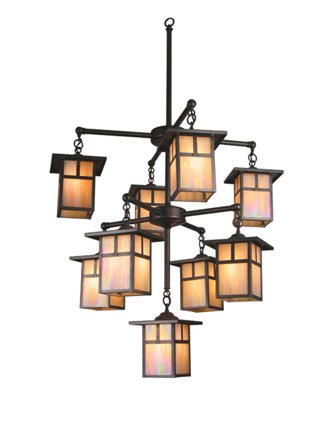 Meyda Tiffany - 20814 - Nine Light Chandelier - Hyde Park - Craftsman Brown