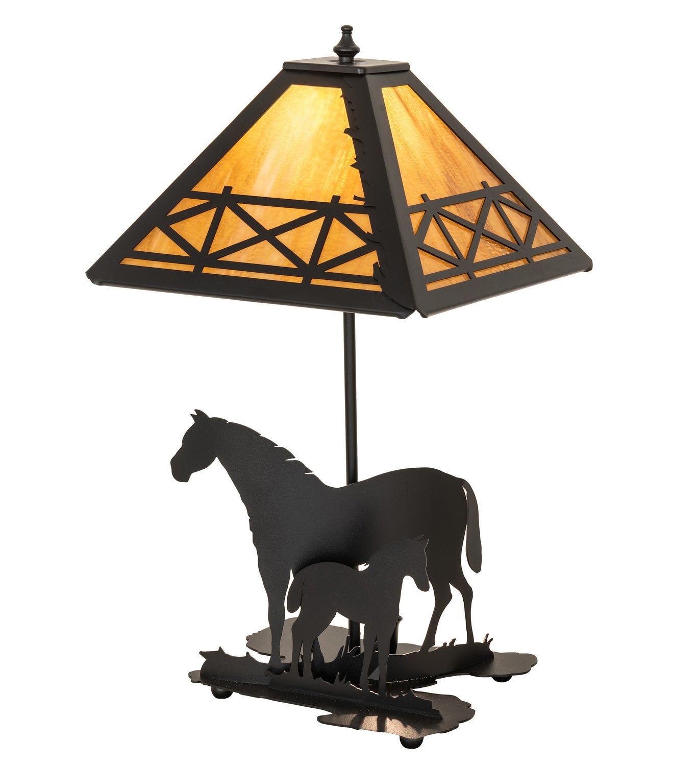 Meyda Tiffany - 26727 - Two Light Table Lamp - Mare & Foal - Black Metal