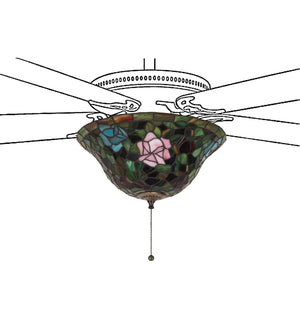 Meyda Tiffany - 27448 - Fan Light Fixture - Tiffany Rosebush - Purple/Blue Burgundy Pink Purple/Blue