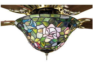 Meyda Tiffany - 27448 - Fan Light Fixture - Tiffany Rosebush - Purple/Blue Burgundy Pink Purple/Blue