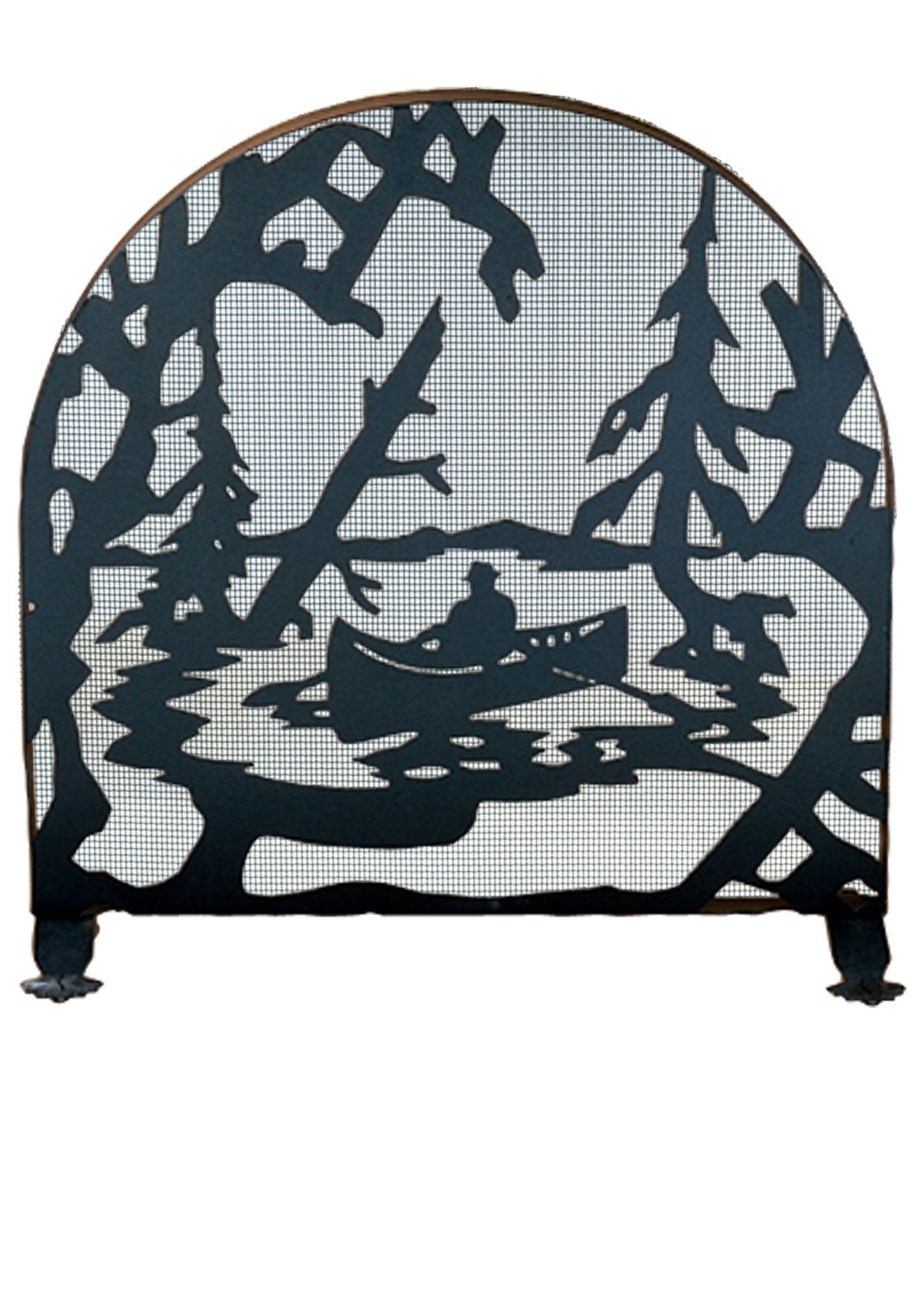 Meyda Tiffany - 28741 - Fireplace Screen - Canoe At Lake - Textured Black