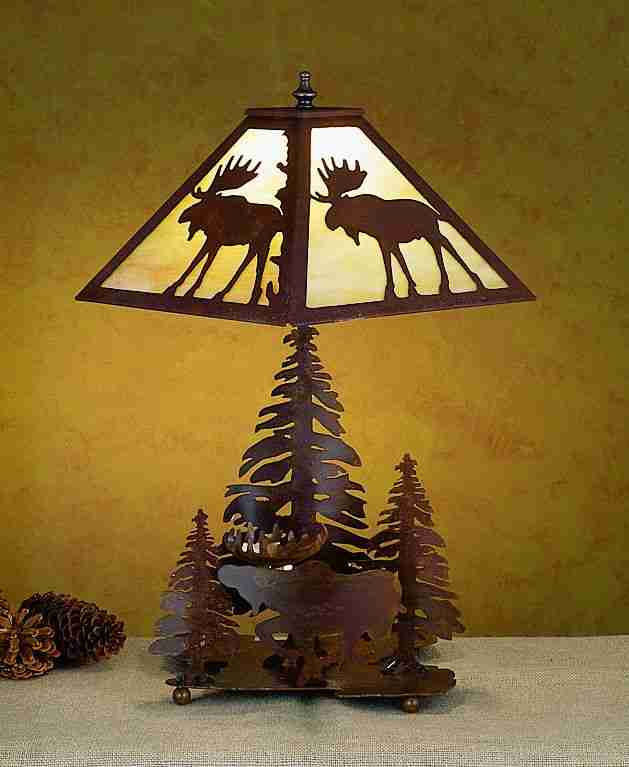 Meyda Tiffany - 29575 - Two Light Table Lamp - Lone Moose - Antique Copper