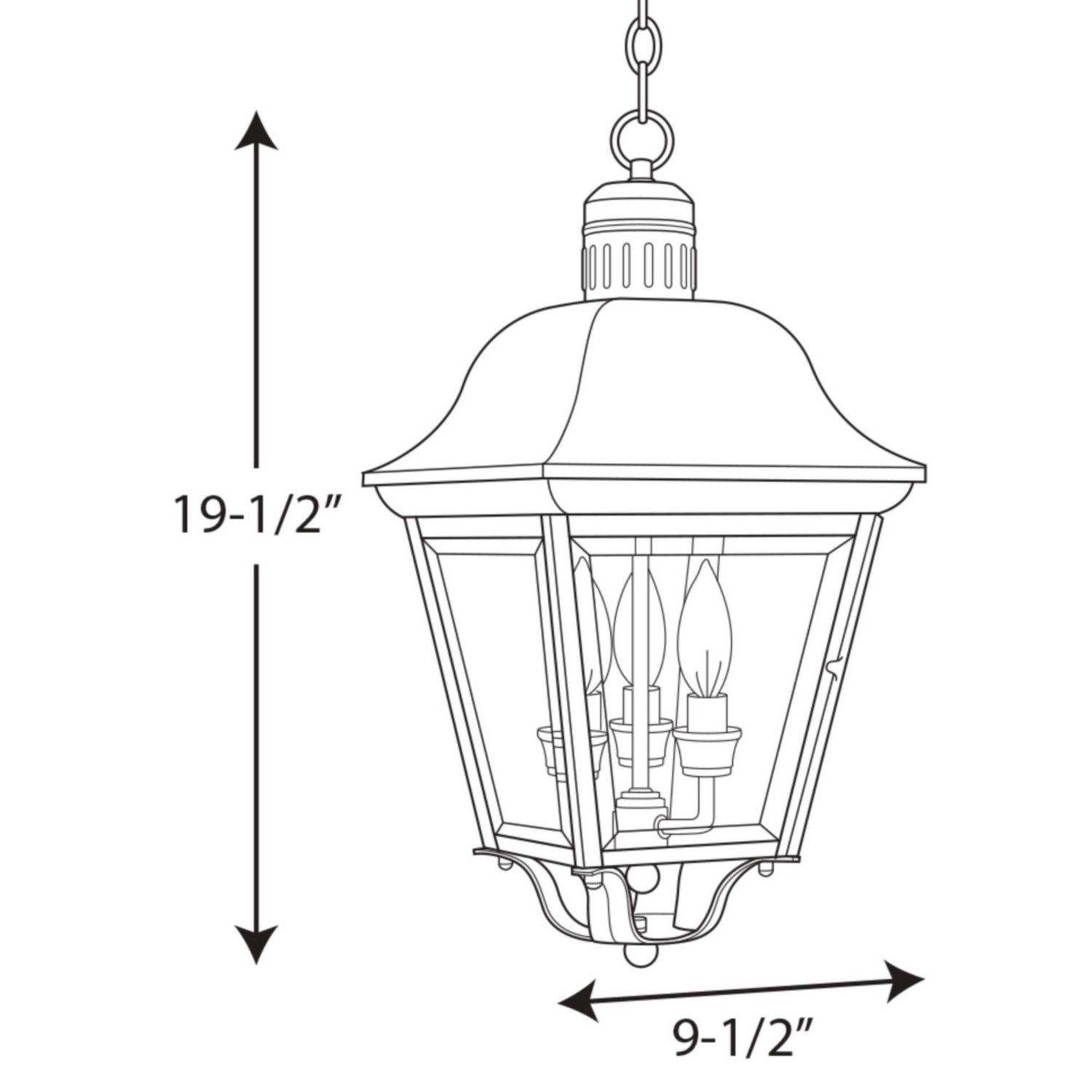 Progress Lighting - P5587-20 - Three Light Hanging Lantern - Andover - Antique Bronze