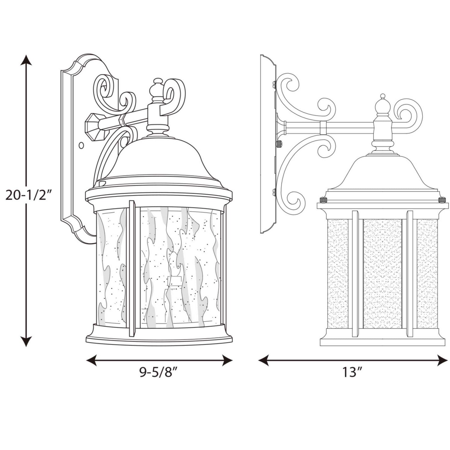 Progress Lighting - P5651-31 - Three Light Large Wall Lantern - Ashmore - Textured Black