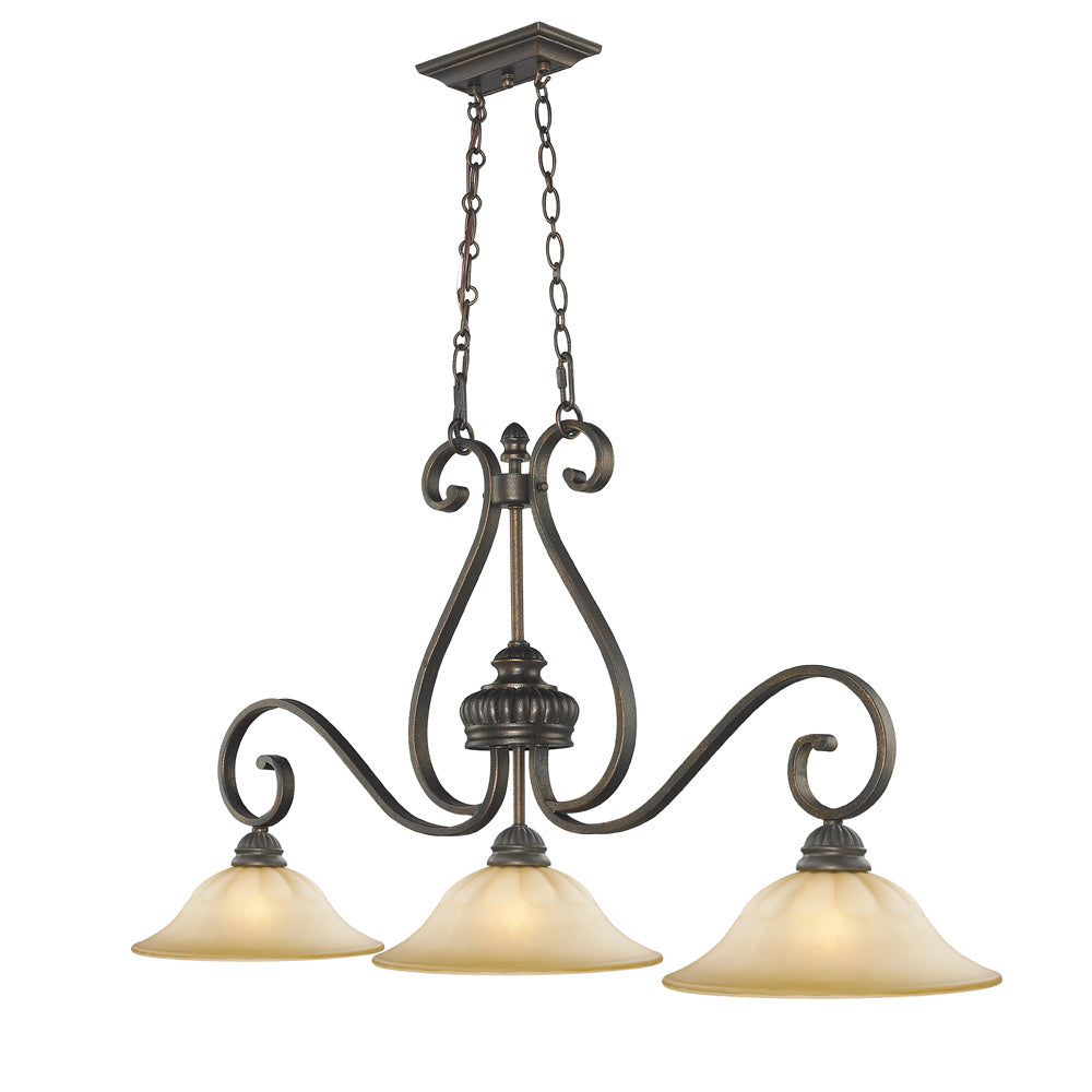 Golden - 7116-10 LC - Three Light Linear Pendant - Mayfair - Leather Crackle