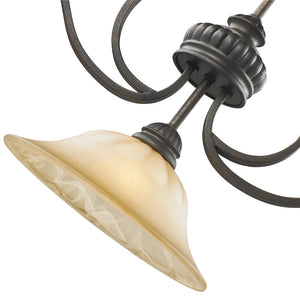 Golden - 7116-10 LC - Three Light Linear Pendant - Mayfair - Leather Crackle