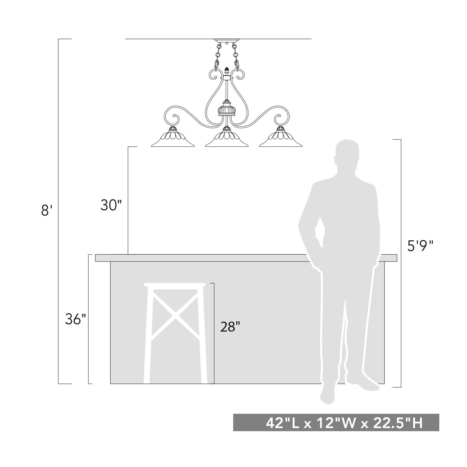 Golden - 7116-10 LC - Three Light Linear Pendant - Mayfair - Leather Crackle