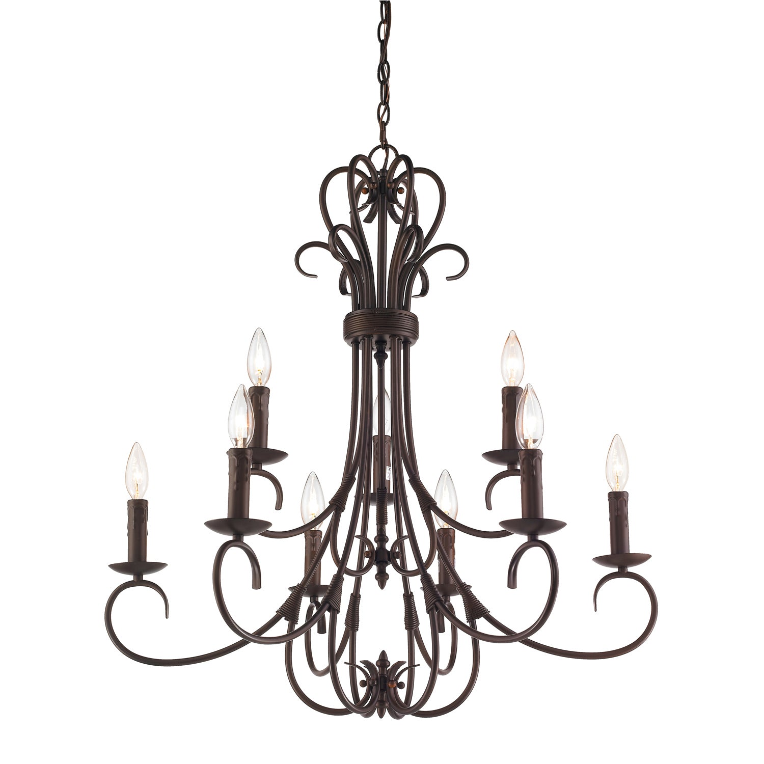 Golden - 8606-CN9 RBZ - Nine Light Chandelier - Homestead RBZ - Rubbed Bronze