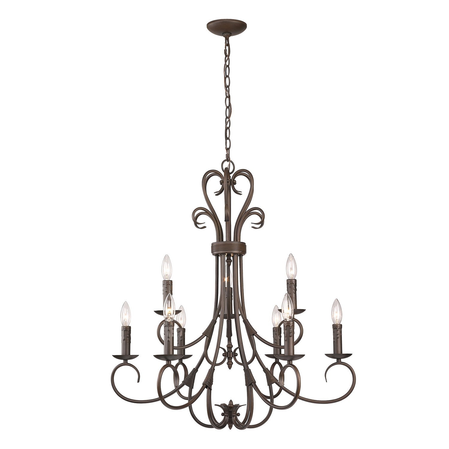 Golden - 8606-CN9 RBZ - Nine Light Chandelier - Homestead RBZ - Rubbed Bronze