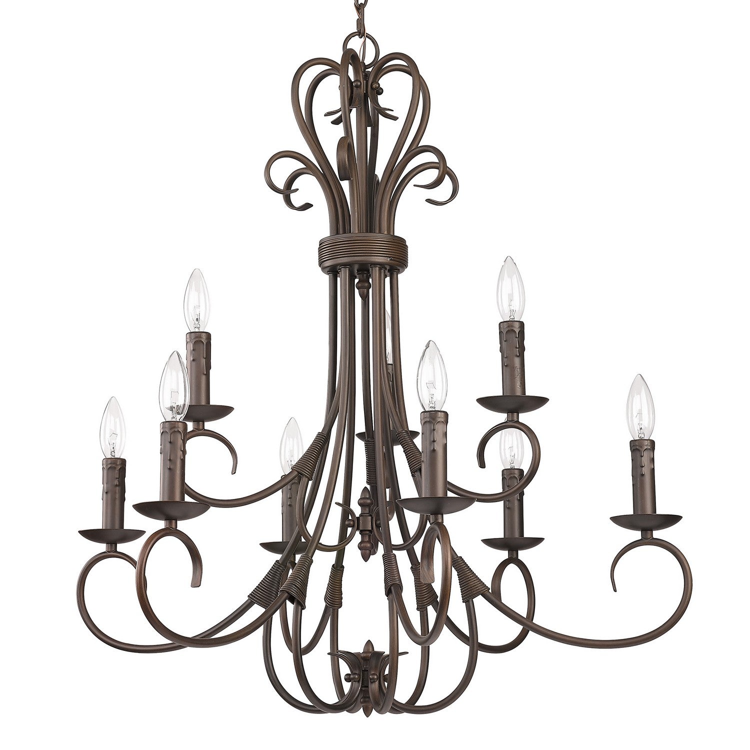 Golden - 8606-CN9 RBZ - Nine Light Chandelier - Homestead RBZ - Rubbed Bronze