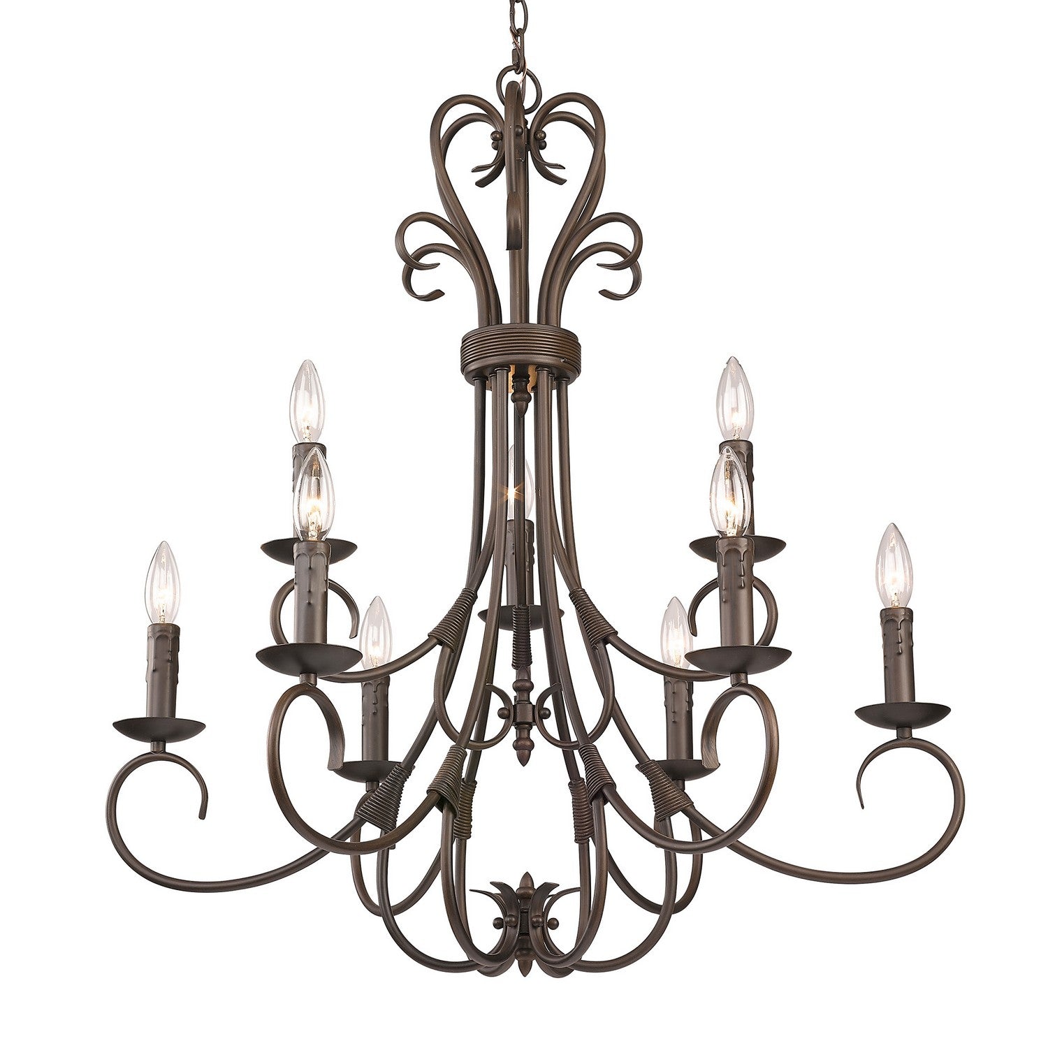 Golden - 8606-CN9 RBZ - Nine Light Chandelier - Homestead RBZ - Rubbed Bronze