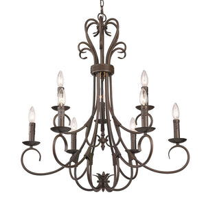 Golden - 8606-CN9 RBZ - Nine Light Chandelier - Homestead RBZ - Rubbed Bronze