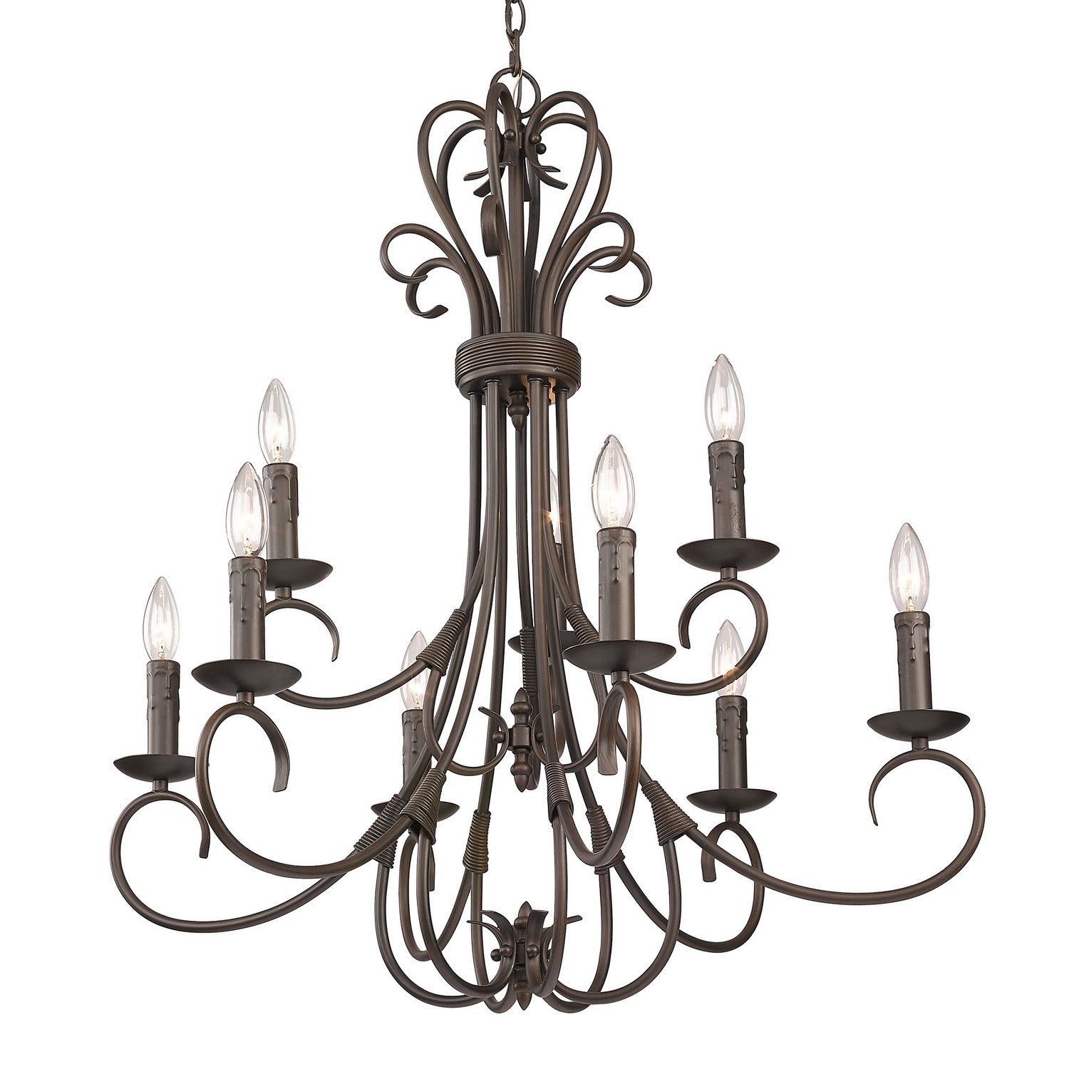 Golden - 8606-CN9 RBZ - Nine Light Chandelier - Homestead RBZ - Rubbed Bronze