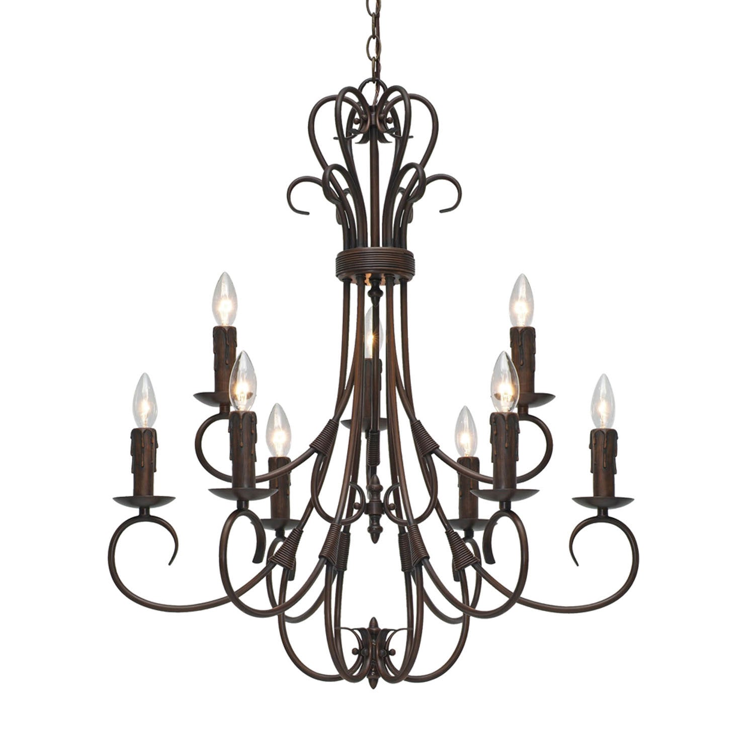 Golden - 8606-CN9 RBZ - Nine Light Chandelier - Homestead RBZ - Rubbed Bronze