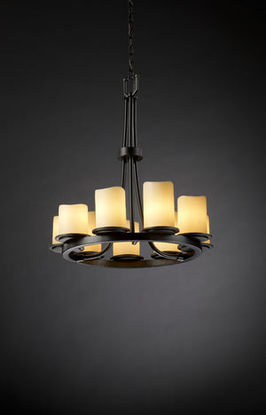 Justice Designs - CNDL-8766-14-CREM-MBLK - Nine Light Chandelier - CandleAria - Matte Black