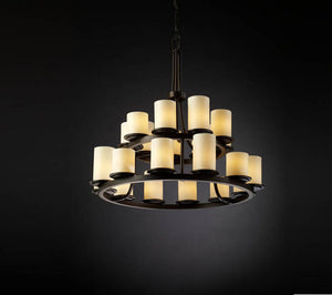 Justice Designs - CNDL-8767-10-CREM-DBRZ - 21 Light Chandelier - CandleAria - Dark Bronze